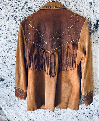 Vintage leather fringe jacket