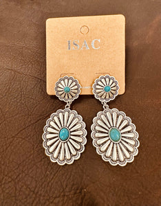 Big concho natural stone earrings
