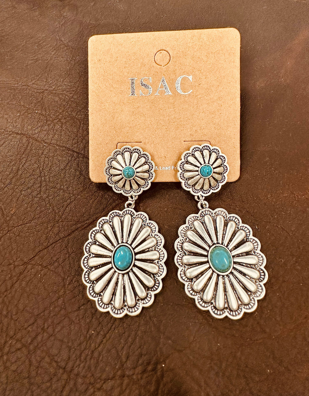 Big concho natural stone earrings
