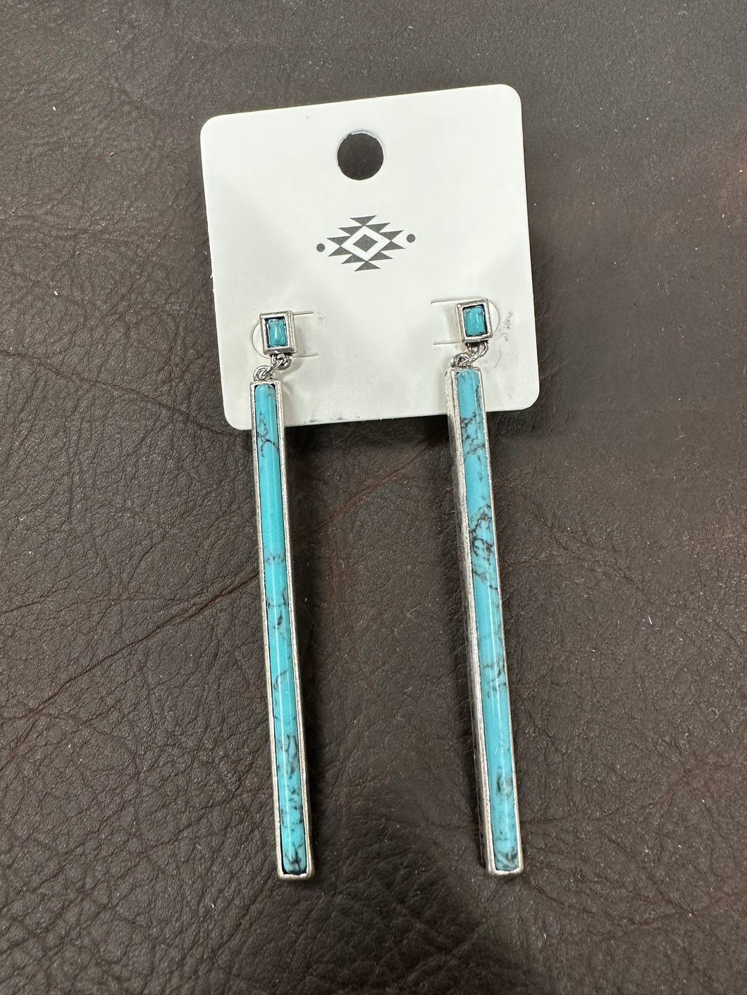 Western stone bar drop earrings